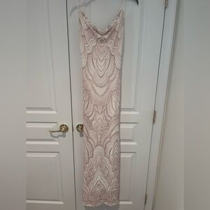 Jump Cream and Pink Patterned Maxi Dress